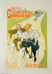 Reprodukcja plakatu reklamującego „Gladiator Cycles”, Boulevard Montmartre, Paryż, 1895